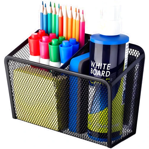 BEYGORM Magnetic Pen Holder with Large Magnet for Whiteboard, Hold Large Bottle, Mesh Dry Erase Marker & Pencil Holder for School Locker, Basket for Refrigerator, Classroom Organizer (Black)