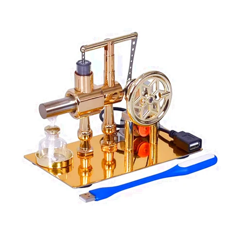 Weendiypty Hot Air Stirling Engine Motor Education Model Toy Electricity Power Generator LED Lights Kit Class Teaching Stirling Engine Kit for Adults Desktop Educational Physics Experiment Kit Toy Gift