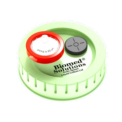 Biomed Solutions 6Pcs Regular Mouth Mushroom Liquid Culture Lid, Grain Spawn Cultivation Mason Jar Lid with 0.2 micron PTFE Syringe Filter & 20mm Self Healing Injection Ports For Mushroom Growing Mycology
