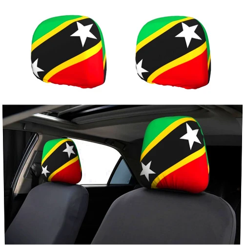 TZBVTAU 2 Pcs Saint Kitts and Nevis Headrest Covers,Cute Funny Car Headrest Protector Seat Cover Accessories Universal Fit for Cars Truck SUV Van