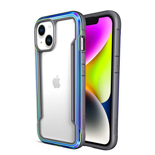 RAPTIC Shield for iPhone 14 Case, Shockproof Protective Clear Case, Military Grade 10ft Drop Tested, Durable Aluminum Frame, Anti-Yellowing Technology Case, 6.1 inch, Iridescent