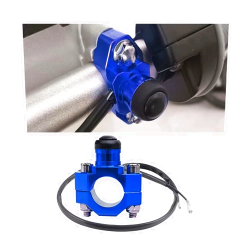 Bittwee CNC Universal Motorcycle Engine Stop Start Kill Switch Button, Motorbike Engine On Off Button with Mounting Backplate, Vehicle Accessories for ATV, Dirt Pit Bike, Scooter (Blue)