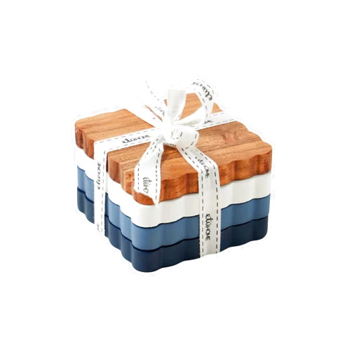 Designs by DaVal Wooden Scalloped Hand Made Coaster Set of 4 by etúHOME, 4
