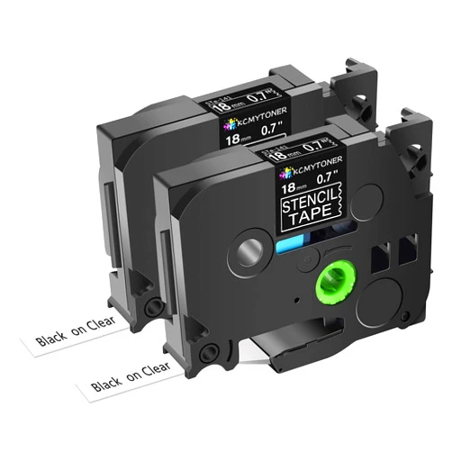 KCMYTONER 2 Pack Compatible for Brother P-Touch STE-141 ST141 ST-141 STE141 Black on Clear Electro-Chemical Etching Label Tape 18mm 3/4
