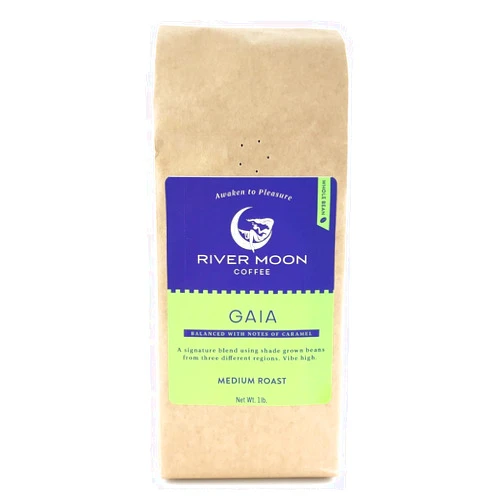 River Moon Coffee, Medium Roast Coffee Beans, 16 Ounces, Non-GMO, Direct Trade, 100% Arabica, Gaia Blend