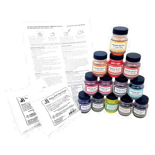 Jacquard Procion MX Dye Color Set - Includes 13 2/3 Ounce Jars - 2-1lb Soda Ash Dye Fixer - Instruction Sheet - Color Chart
