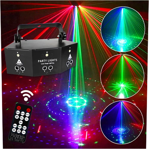 DHQDHQ Remote Scanning Beam Light,Voice Control Light with Memory Function,9-Eye Multi-Pattern Stage Light,Mini Strobe Light,Three Control Methods,Used for Bar,Dance Hall,KTV,Living Room