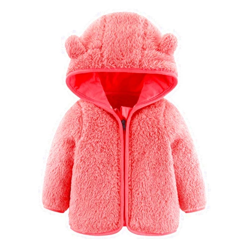 Generic Toddler Fleece Jacket Baby Boys Girls Hooded Jacket Sherpa Zip Up Hoodie Cute Bear Hoodies Warm Winter Coats