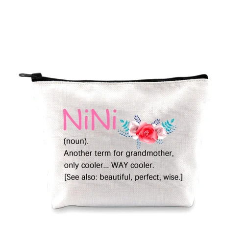 XYANFA Nini Definition Makeup Bag Nini Gift Nene Grandma Gift Mothers Day Birthday Gift Canvas Bag (NiNi noun)
