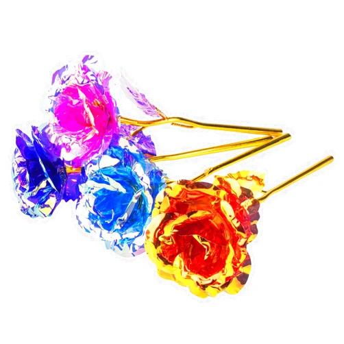 Wowagoga 12 Pcs 24K Galaxy Rose Artificial Flowers, 4 Colors Forever Rose Gifts for Women Girls Mom Wife Daughters Sister Mothers Day Valentine's Day Birthday Wedding Decoration