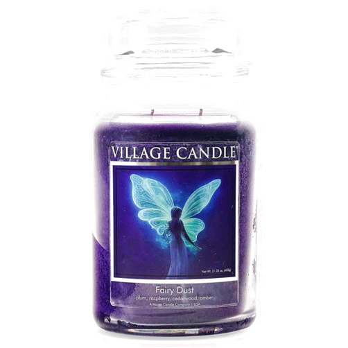 Village Candle Fairy Dust Large Glass Apothecary Jar, Scented Candle, 21.25 oz., Purple