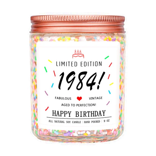 Homsolver 41th Birthday Gifts for Women Ideas, Happy 1984 41th Birthday Candle Gifts-Limited Edition 1984 Handmade Candles (Vanilla Birthday Cake Scent with Sprinkles)