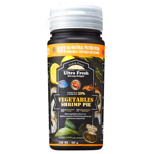 Ultra Fresh Algae Wafers Pleco Food, Spirulina & Algae, Sword Prawns, Balanced Diet, Color Enhancing, All Natural Ingredients, for Algae Eaters, Bottom Feeders, Vegetables Shrimp Pie, 2.12oz
