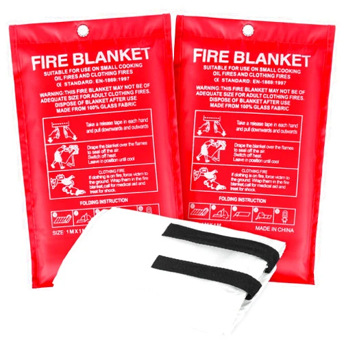Airfish Emergency Fire Blanket, Fire Extinguisher Blanket for Home Kicthen, 2 Pack Flame Suppression Fiberglass Blankets for Grill, Car, Truck, Office, School, Warehouse(39in x 39in)