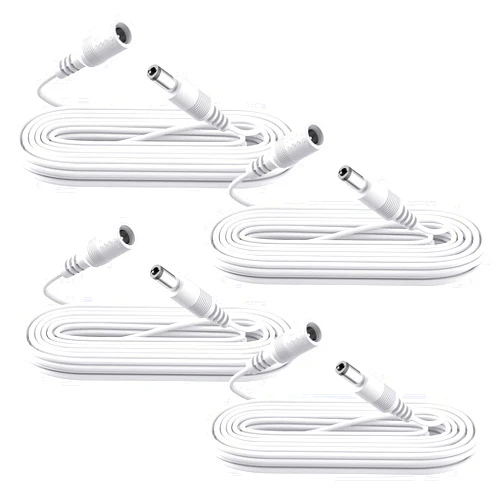 ANLINK 4 Pack 10ft/3M Power Extension Cable,4PCS DC 12V 5.5mm*2.1mm Power Adapter Extension Cord,Compatible with 12V DC Power Adapter or Wall Charger for CCTV Security Camera,LED Strip and More (White)