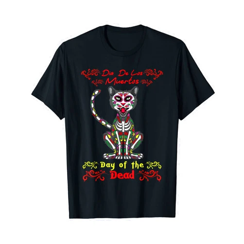 Bone Animal Lover Floral Día De Los Muertos Gift Dia De Los Muertos Animal Cat Lover Souls Day Of Dead T-Shirt
