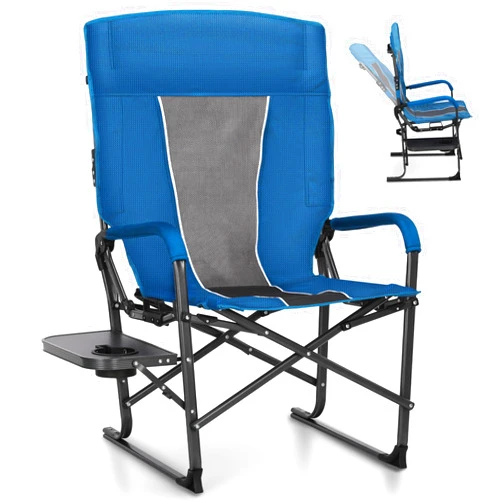 ALPHA CAMP Adjustable High Back Director Chair Heavy Duty Camping Chairs with Side Table Oversized Folding Chair Outdoor Chair Lawn Chair with Cup Holder for Lawn, Sports and Fishing,1PC