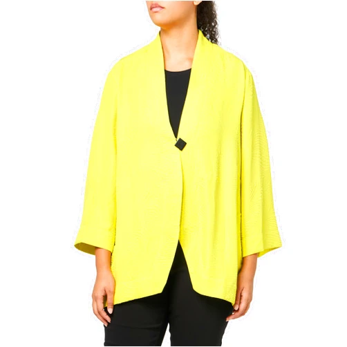 Ali Miles Women's Textured Woven One Button Front Jacket Hi-Low Hem Side Seam Pockets