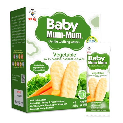 Baby Mum-Mum Hot-Kid Baby Mum-Mum Rice Rusks, Vegetable, 24 Pieces (Pack of 6) Gluten Free, Allergen Free, Non-GMO, Rice Teether Cookie for Teething Infants