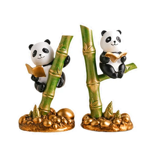 IEUDNS Panda Statues Book Stoppers Bookends Collection Book Shelf Holders Book Ends for Living Room Cabinet Desk Bedroom Bookshelf, no Books