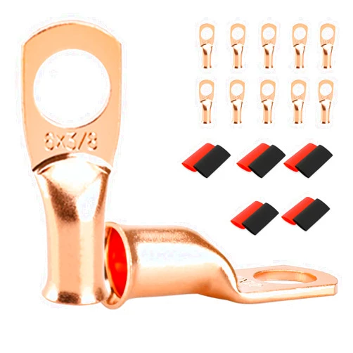 SDZONGES 10 PCS Battery Terminal Connectors, Battery Cable Ends Lugs, 6 Gauge Wire Connectors, 6 AWG 3/8