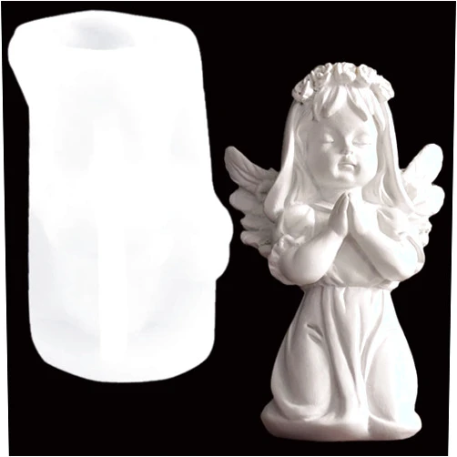 LSLEVA Rose Angel Boys and Girls Candle Silicone Mold Gypsum Form Carving Art Aromatherapy Plaster Home Decoration Mold Gift Handmade (Girl)