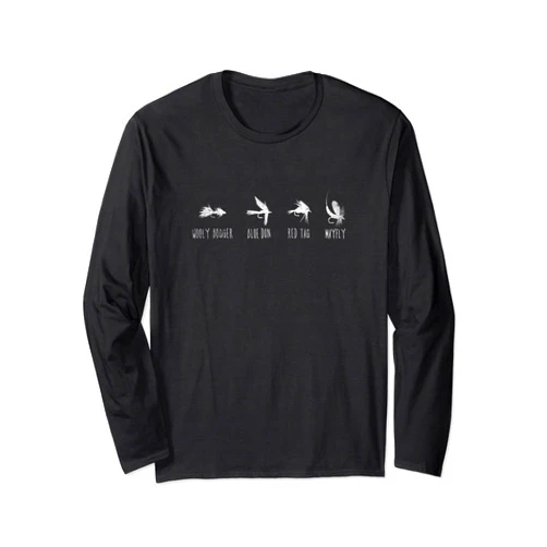 Angler und Fliegenfischer Designs Vintage Fly Fishing Wooly Bugger Mayfly Fly Fishing Long Sleeve T-Shirt