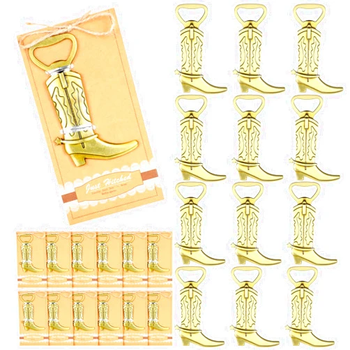 Youyole 12 Pcs Cowboy Boot Bottle Openers Metal Boot Bottle Openers Stainless Steel Bottle Openers for Wedding Birthday Anniversary, Bronze