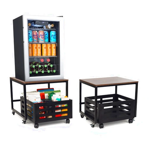 Echaprey Mini Fridge Stand with Storage Drawer Basket, Mobile Small Refrigerator Stand with Wheels Fridge Stand Spacecare Office Pantry Dorm Living Room Kitchen Appliance Storage Rolling Cart