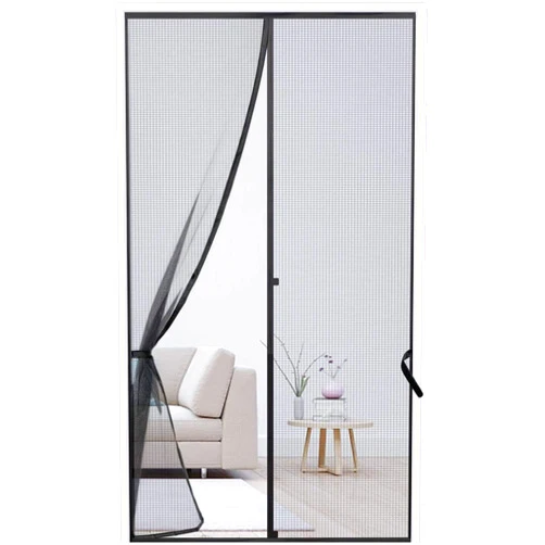 KOVIEW Magnetic Screen Door 38 x 82 Reinforced Mesh Curtain Back Door Mesh with Full Frame Hook&Loop net Fits Door Size up to 38 inch x82 inch Max Grey (Fiberglass Screen Door 38 x 83 Grey net)