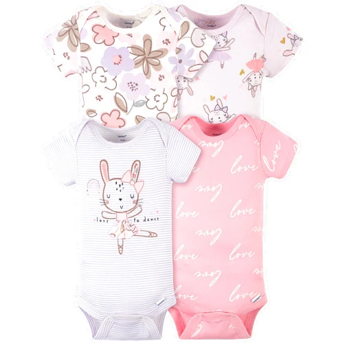 Gerber baby-girls 4-pack Short Sleeve Onesies Bodysuits