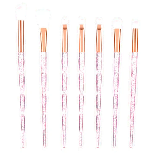 WLLHYF Makeup Brushes, 7Pcs Crystal Handle Cosmetic Brush Set Professional Make up Brushes Foundation Face Powder Brush Eyeshadows Blending Blush Brushes Colorful