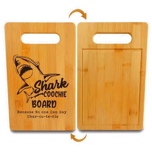 Vizuzi Shark Coochie Charcuterie Board for Meat and Cheese, Shark Coochie Board, Funny Cutting Board Laser Engraved Bamboo Board Serving Board Serving Tray White Elephant Gift for Friends Family