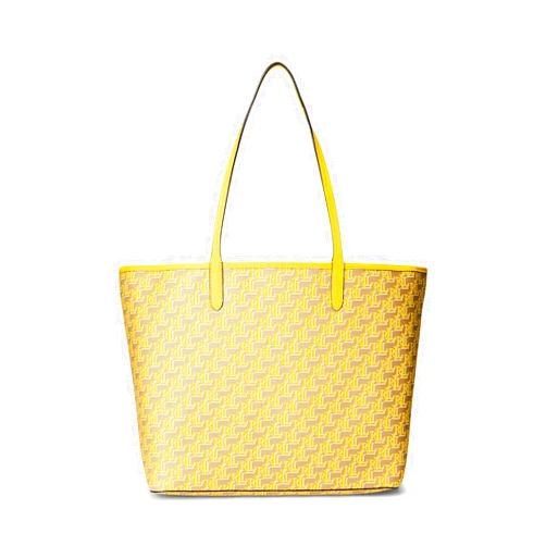 LAUREN Ralph Lauren Coated Canvas Medium Collins Tote Birch Tan/Parchment/Yellow Lily One Size