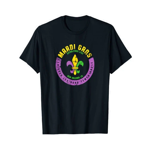 South Nola - Mardi Gras Outfits and Gifts South Nola Mardi Gras T-Shirt - Unisex Adults - Black - Small - Crew Neck - Short Sleeve - Modern Classic - Mardi Gras, Parties