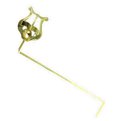 TUOREN 3/4 Vertical Keys Euphonium Marching Lyre Metal Plating Clamp-On Baritone Horn Euphonium Music Sheet Holder Clip for Marching Band Beginner Practicing Gold