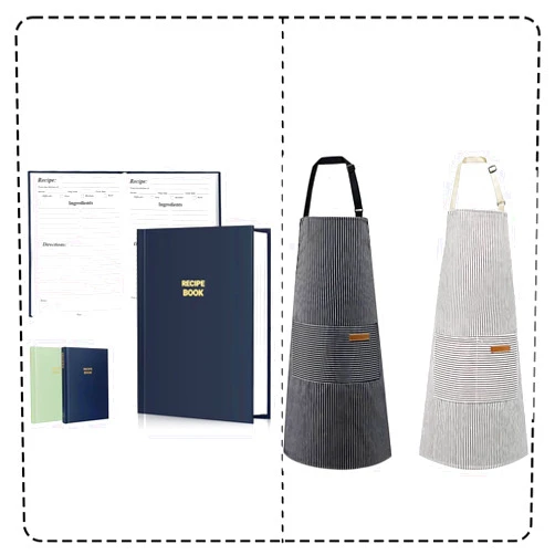 Serrenf 2 Pack Apron and Recipe book