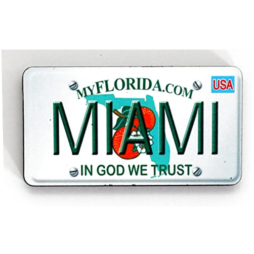 Souvenir Destiny Miami Florida License Plate Wood Fridge Magnet 3
