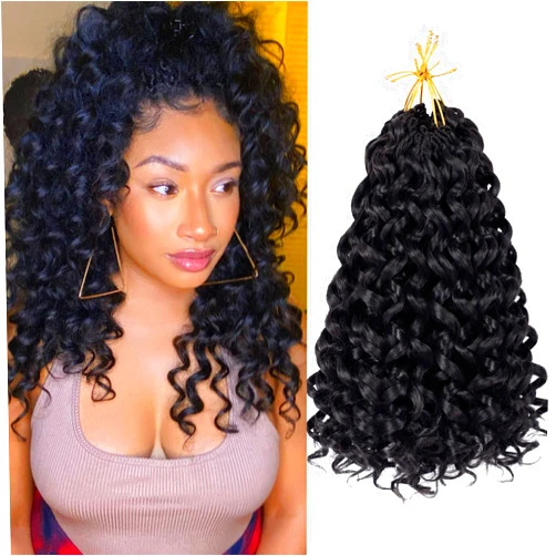 EERYA 7 Packs GoGo Curl Crochet Hair 12 Inch Short Curly Crochet Hair for Women Beach Curl Water Wave Deep Twist Crochet Braids Synthetic Braiding Hair Extensions (12 Inch, 1B)