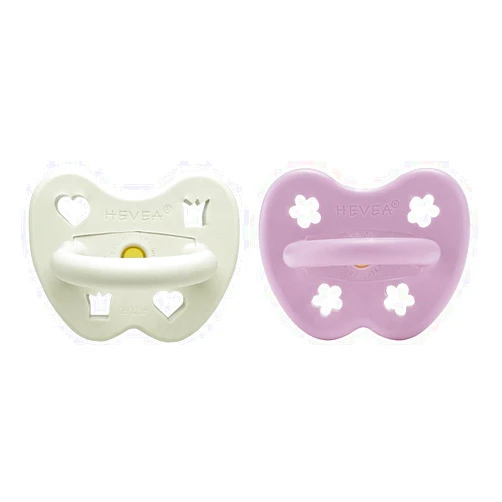 HEVEA Natural Rubber Pacifier Round 3-36 Months – Hygienic One Piece Design for Newborns to Toddlers, BPA-Free, Soft & Durable – 2-Pack (Polar Blossom)