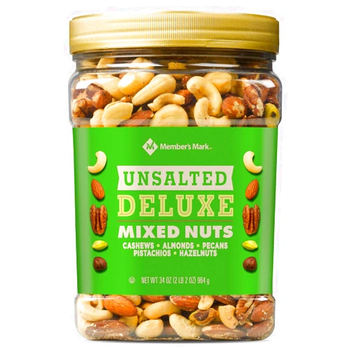 YONLICH Member's Mark Unsalted Deluxe Mixed Nuts (34 Ounce)(Pack of 3)