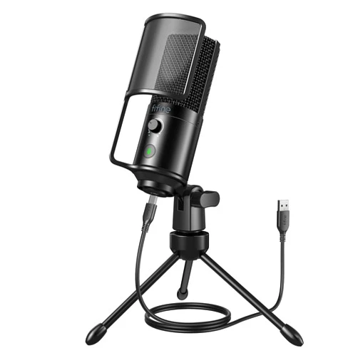 FIFINE Podcast Recording Microphone, PC USB Condenser Microphone for Streaming Vocal Music, Computer Desktop Microphone with Mute Button for Windows/Mac OS-K669PRO1