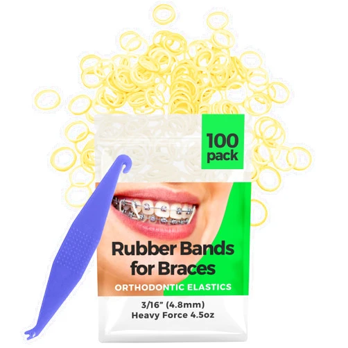 Prairie Horse Supply Orthodontic Rubber Bands for Braces - Premium Quality Elastic Teeth Rubber Bands for Braces, Fix Tooth Gaps, Dreadlocks, Includes Free Elastic Placer- Heavy Force 4.5 oz, 3/16 Inch, Natural (100 Pack)