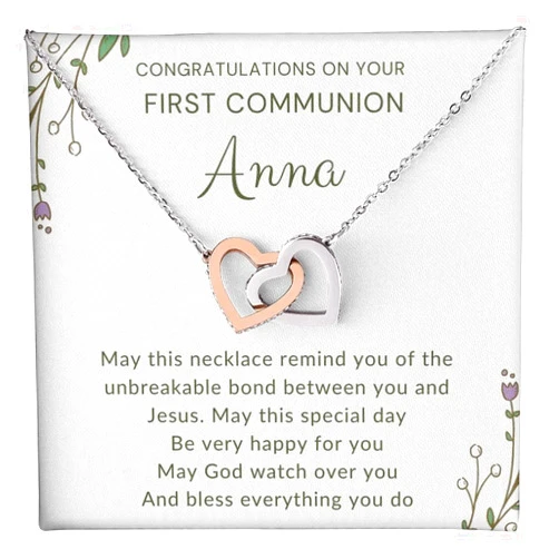 Servali Personalized First Communion Gifts for Girls - 1st Communion Necklace for Girls - First Holy Communion Jewelry for Girls - First Communion Present for Daughter, Granddaughter, Sister, Niece
