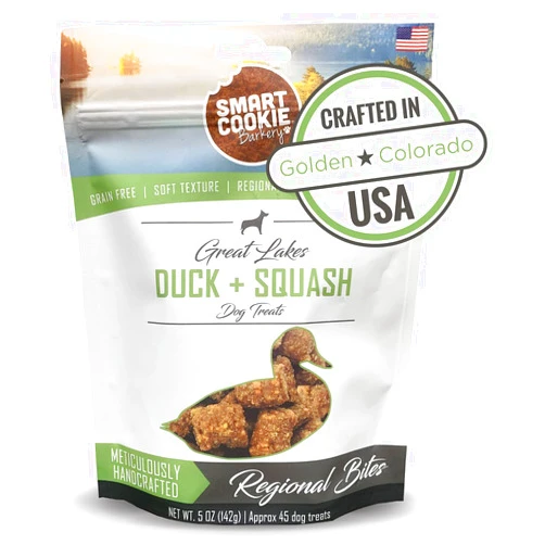 Smart Cookie All Natural Soft Dog Treats - Duck & Squash - Training Treats for Dogs with Allergies or Sensitive Stomachs - Grain Free Dog Treats, Chewy, Human-Grade, Made in USA - 5oz Bag