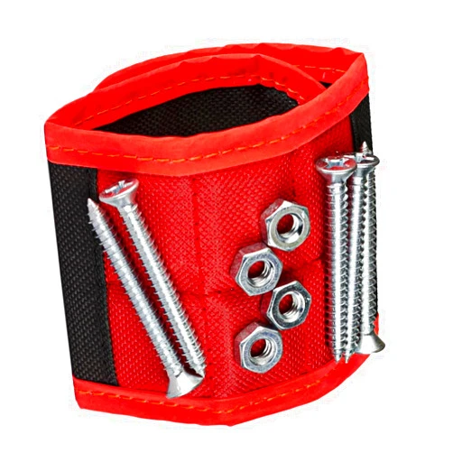 BYKES Technologies BYKES Magnetic Wristband for Holding Screws, Nails & Tools | Strong Magnetic Large EDC Tool | Portable DIY Magnetic Wristband | Wide Surface Magnets | Heavy-duty Tool Gift for Handyman | Red/Black