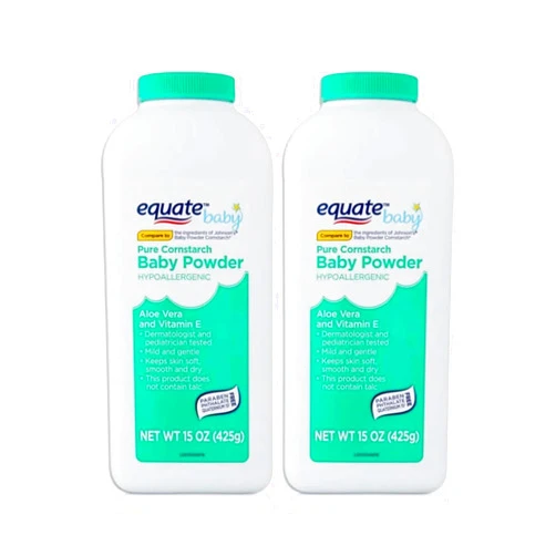 Generic Equate Pure Corn Starch Baby Powder with Aloe Vera and Vitamin E, Hypoallergenic, Talc-Free, 15 oz Pack of 2