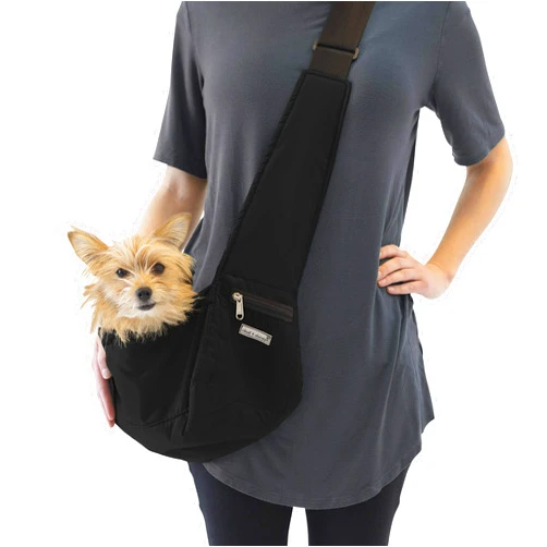 Cloak & Dawggie Dog Sling Carrier Tiny XXS Extra Extra Small Dogs, Puppy Toy Teacup Wearable Adjustable Pet Cross Body Shoulder Bag Waterproof Nylon Travel My Canine Kids (8722) (3-7 lbs, Black)