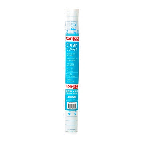 Con-Tact Brand Clear Adhesive Protective Liner, Protect Books and Documents, Easy to Apply Book Cover, 13.5'' x 5'