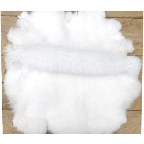 Yingda1992 2pack Natural White Craft Grade Real Rabbit Fur Pelt Skin Pelt Hide Pelt with Sewing Quality Leather (White)